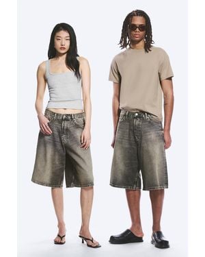 Weekday Astro Mid Rise Loose Baggy Denim Shorts - Multicolour