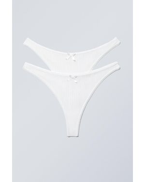 Weekday 2-Pack Pointelle Thongs - White