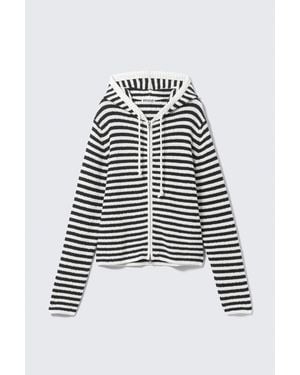 Weekday Schlanker Strick-Hoodie Mit Reißverschluss - Weiß