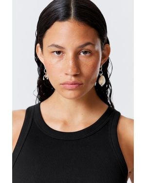 Weekday Pierced Shell Pendant Earrings - Black