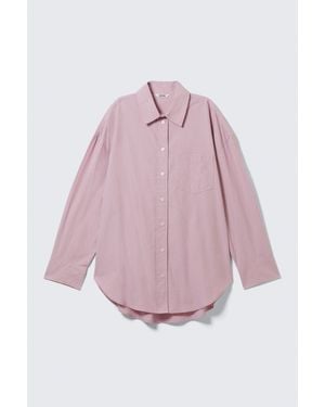 Monki Oversized Long-Sleeved Cotton Shirt - Pink