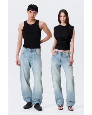 Weekday Nebula Mid Rise Loose Barrel Jeans - Blue