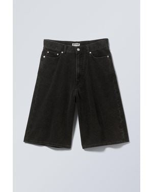 Weekday Astro Loose Baggy Corduroy Shorts - Black