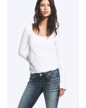 Monki Slim Scoop Neck Long-Sleeved Top - White