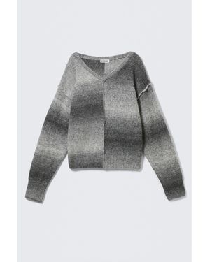 Weekday Space Dye V-Neck Knitted Jumper - Grey