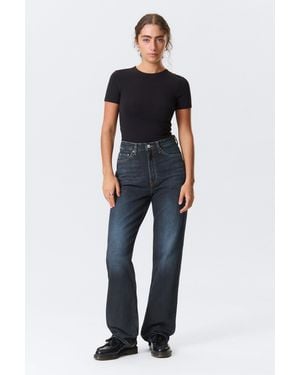 Weekday Rowe Super High Waisted Regular Straight Jeans - Blue
