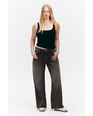 Monki Paz Mid Wide Jeans - Black