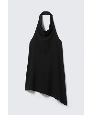 Weekday Draped Halter Cowl Neck Midi Dress - Black
