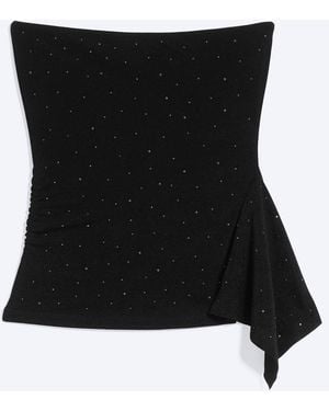 Monki Studded Frill Tube Top - Black