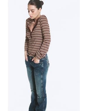 Monki Langärmliges Henley-Shirt Mit Schmaler Passform - Blau