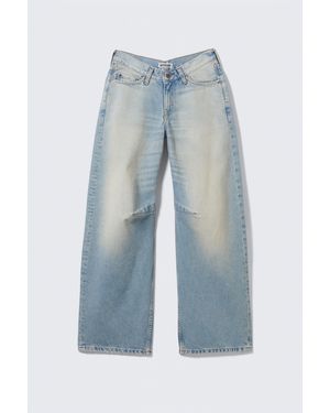 Weekday Oblique Low Waist Loose Barrel Jeans - Blue