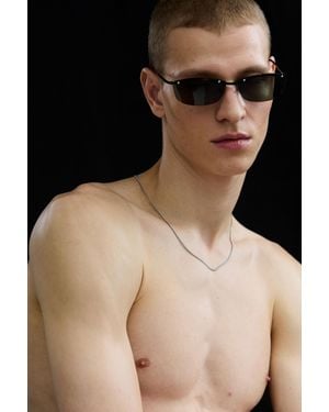 Weekday Rectangular Metal Frame Sunglasses - Natural