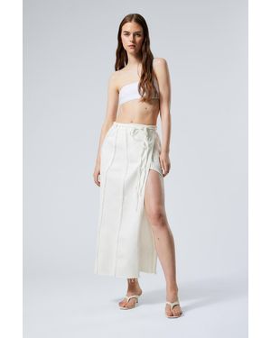 Weekday Raw-Edged Maxi Denim Wrap Skirt - White
