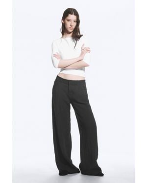 Weekday Crinkle Low Waist Loose Fit Trousers - Black