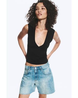 Weekday Fitted V-Neck Sleeveless Top - Black
