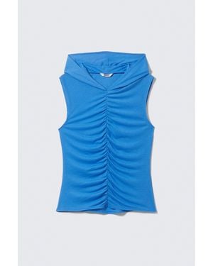 Monki Ruched Hooded Tank Top - Blue