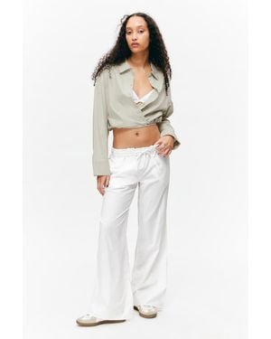 Monki Wide Leg Cotton Poplin Pyjama Trousers - White