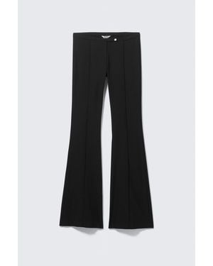 Monki Low Rise Skinny Flared Leg Trousers - Black