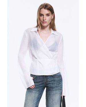 Weekday Textured Long-Sleeved Wrap Shirt - White