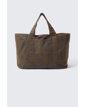 Weekday Large Waxed Cotton Canvas Tote Bag - Brown