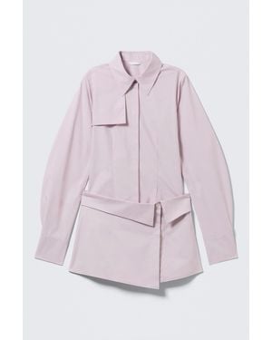 Weekday Sculpted Cotton Shirt Dress - Pink