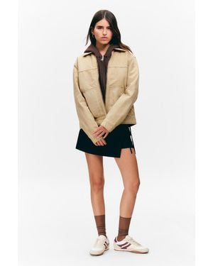 Monki Two-Way Zip Oxford Jacket - Natural