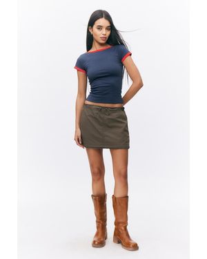 Monki Short-Sleeved Cowl Neck Top - Blue