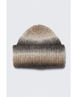 Weekday Knitted Fold-Up Ribbed Beanie - Natural