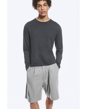 Weekday Shrunken Long-Sleeved Cotton T-Shirt - Grey