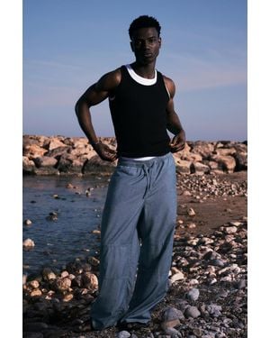 Weekday Loose Chambray Denim Trousers - Blue