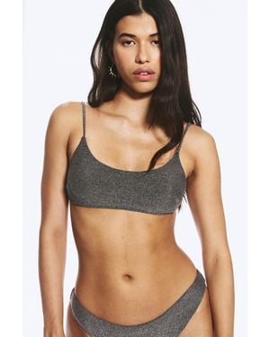 Weekday Tie-Back Glitter Bikini Top - Black