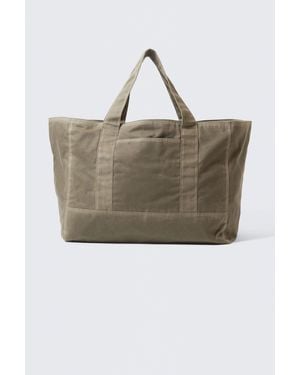 Weekday Large Waxed Cotton Canvas Tote Bag - Natural