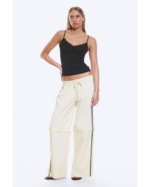 Monki Zip-Off Nylon Track Trousers - Natural