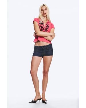 Cheap Monday Booty Bei Low Rise Mini Denim Shorts - Red