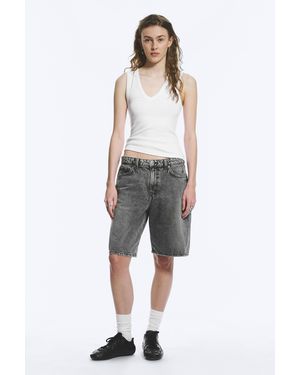 Weekday Monterey Low Rise Denim Shorts - Grey