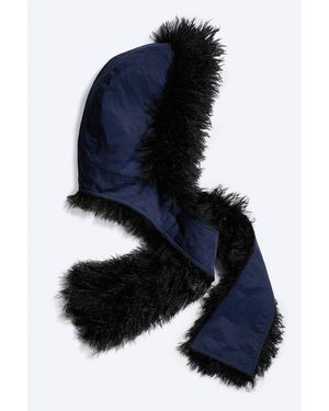Weekday Faux Fur Hooded Scarf - Blue