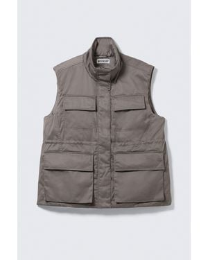 Weekday Oversized Padded Utility Vest - Grey