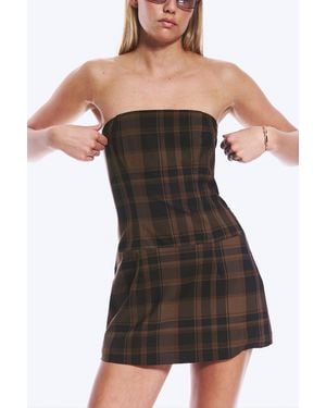 Monki Mini Tube Suiting Dress - Brown