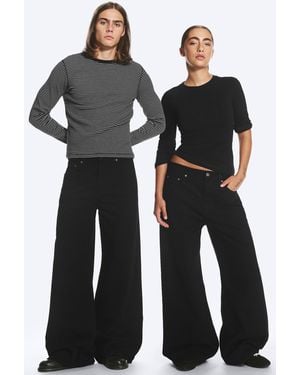Weekday Solar Regular Waist Loose Wide Jeans - Black