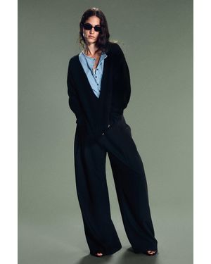Weekday Low Waist Pleated Suit Trousers - Blue