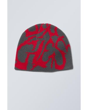 Weekday Jacquard-Knit Beanie - Red