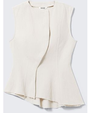 Weekday Sleeveless Asymmetric Peplum Top - White