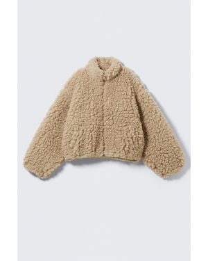 Weekday Oversized Fluffy Zip Jacket - Brown