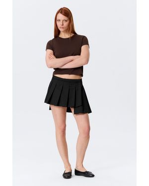 Monki Asymmetric Pleated Wrap Mini Skirt - Grey