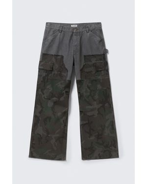 Weekday Loose Patchwork Cargo Trousers - Brown