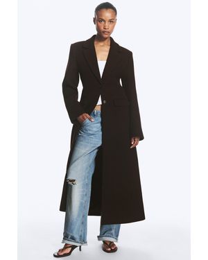 Monki Langer, Einreihiger Slim-Fit-Mantel - Schwarz