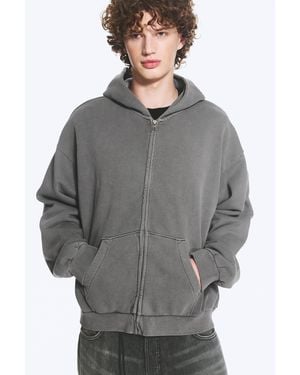 Weekday Schwerer Zip-Hoodie Mit Weiter Passform - Grau