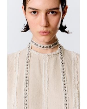 Weekday Studded Linen-Blend Choker Necklace - Natural