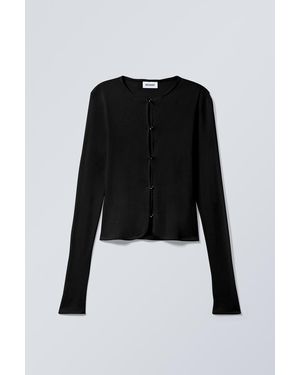 Weekday Schmaler einreihiger Cardigan - Schwarz