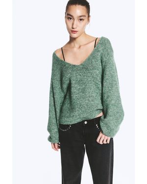 Monki Oversized Strickpullover Mit V-Ausschnitt - Grün